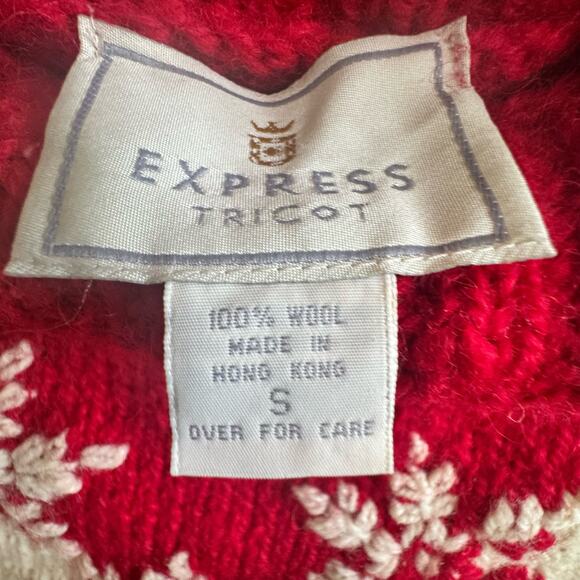VTG Express Tricot Womens Small Christmas Sweater Wool Snowflake Holiday Chunky - Picture 15 of 16